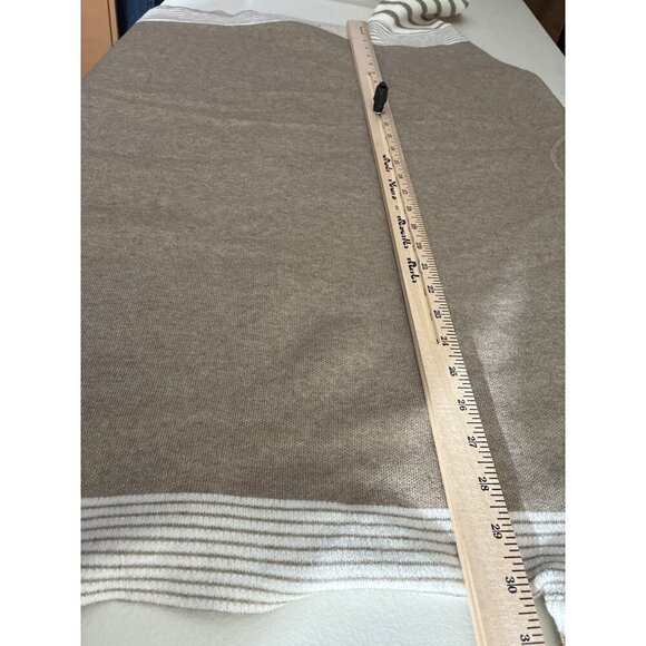 Zenana Sweater Womens Medium Beige & White Striped Knit Top With Ribbed Mock Nec - Picture 10 of 10